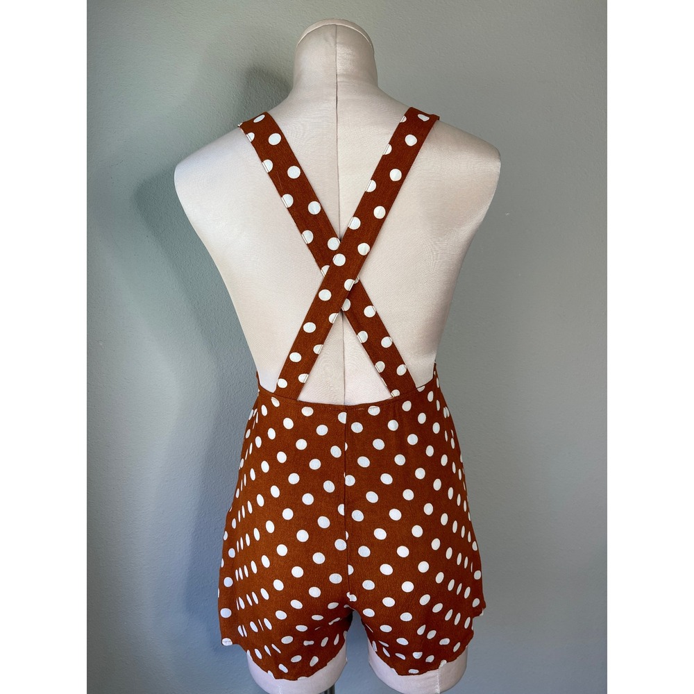 Kimchi Blue Romper Brown Polka Dot Stephie Shift Romper Size Small - Picture 2 of 11